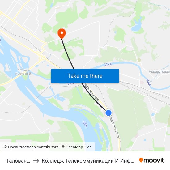 Таловая Ул. to Колледж Телекоммуникации И Информатики map