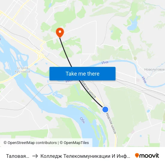 Таловая Ул. to Колледж Телекоммуникации И Информатики map