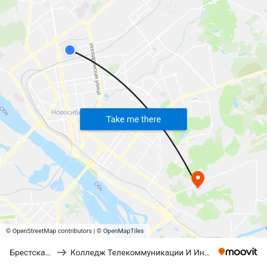 Брестская Ул. to Колледж Телекоммуникации И Информатики map