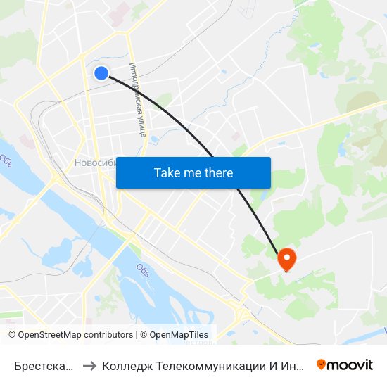 Брестская Ул. to Колледж Телекоммуникации И Информатики map
