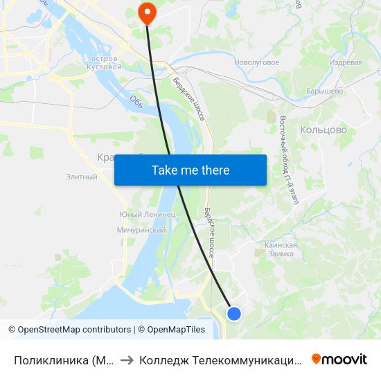Поликлиника (Морской Пр) to Колледж Телекоммуникации И Информатики map