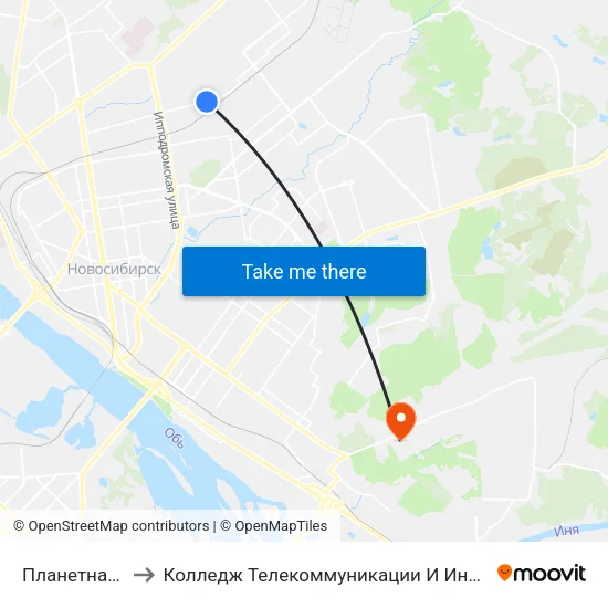 Планетная Ул. to Колледж Телекоммуникации И Информатики map