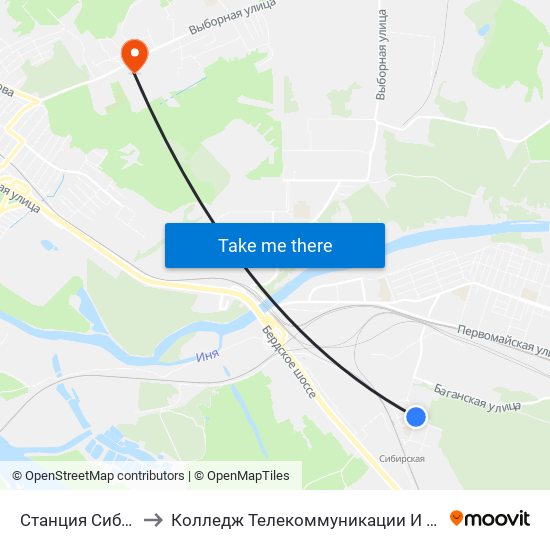 Станция Сибирская to Колледж Телекоммуникации И Информатики map