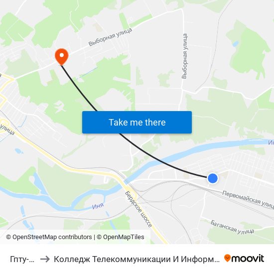 Гпту-18 to Колледж Телекоммуникации И Информатики map