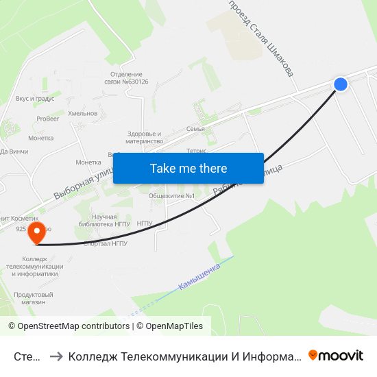 Стенд to Колледж Телекоммуникации И Информатики map