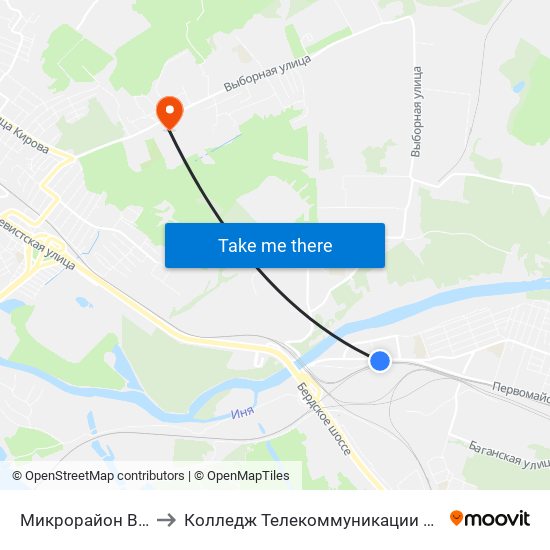 Микрорайон Весенний to Колледж Телекоммуникации И Информатики map