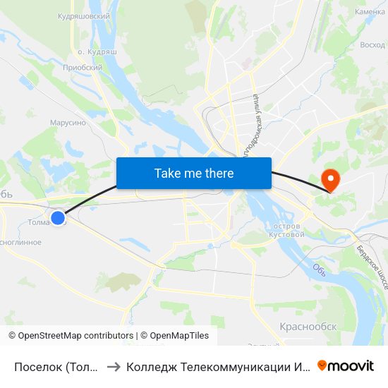 Поселок (Толмачево) to Колледж Телекоммуникации И Информатики map