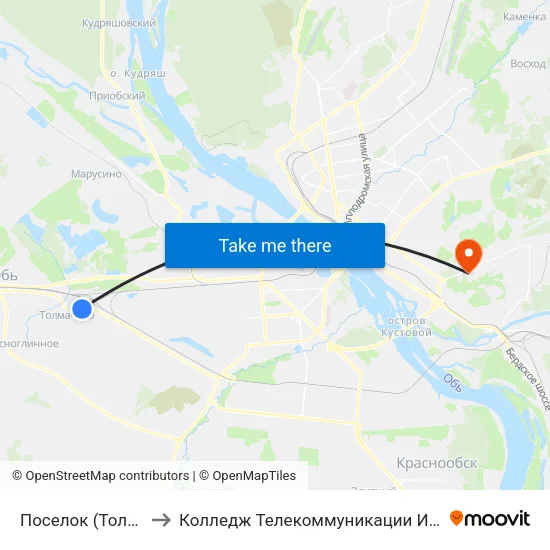 Поселок (Толмачево) to Колледж Телекоммуникации И Информатики map