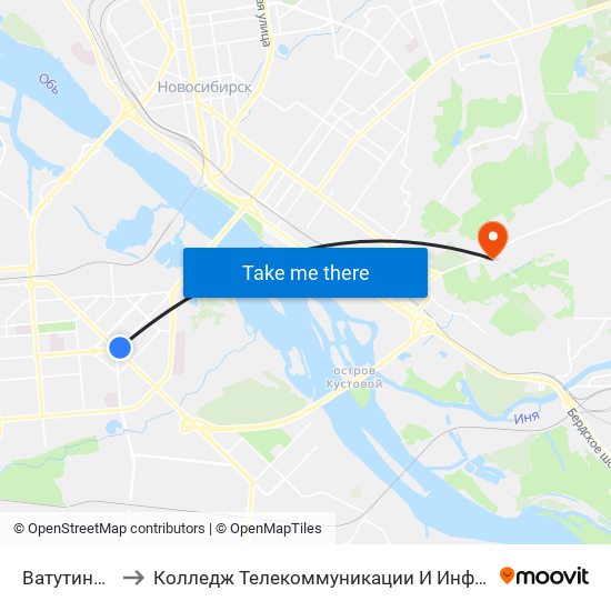 Ватутина Ул. to Колледж Телекоммуникации И Информатики map