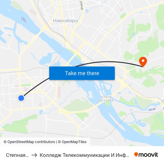 Степная Ул. to Колледж Телекоммуникации И Информатики map