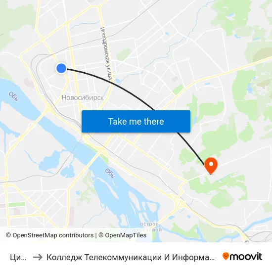 Цирк to Колледж Телекоммуникации И Информатики map