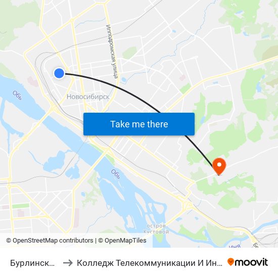 Бурлинская Ул. to Колледж Телекоммуникации И Информатики map