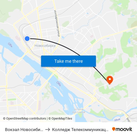 Вокзал Новосибирск-Главный to Колледж Телекоммуникации И Информатики map