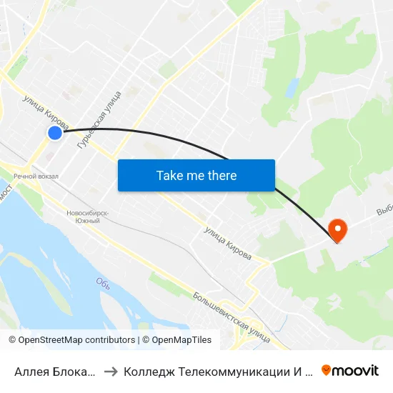 Аллея Блокадников to Колледж Телекоммуникации И Информатики map