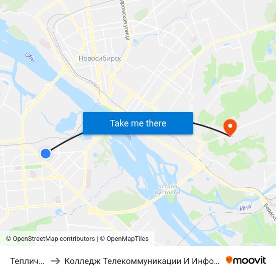 Тепличная to Колледж Телекоммуникации И Информатики map