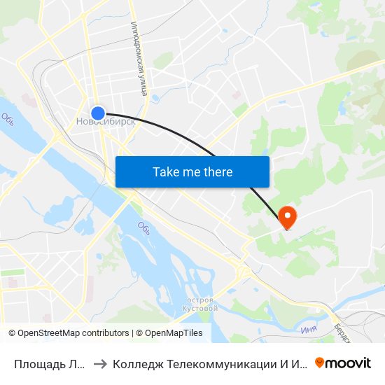 Площадь Ленина to Колледж Телекоммуникации И Информатики map