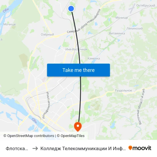 Флотская Ул. to Колледж Телекоммуникации И Информатики map