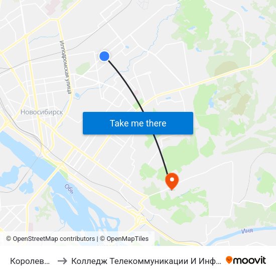 Королева Ул. to Колледж Телекоммуникации И Информатики map