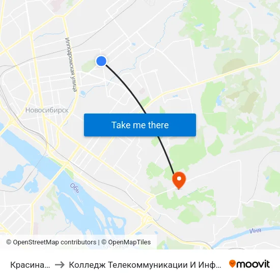 Красина Ул. to Колледж Телекоммуникации И Информатики map