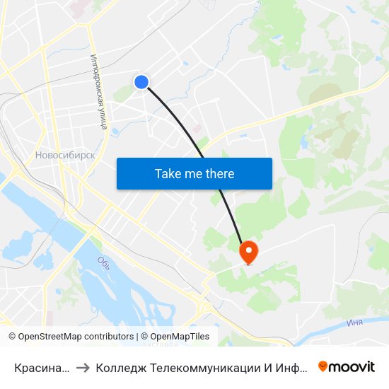 Красина Ул. to Колледж Телекоммуникации И Информатики map