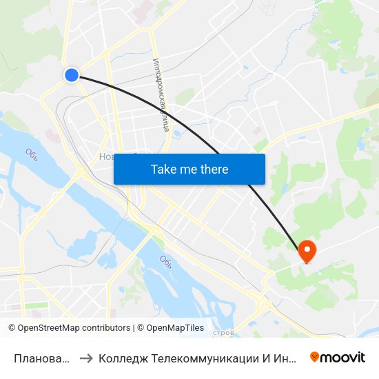 Плановая Ул. to Колледж Телекоммуникации И Информатики map