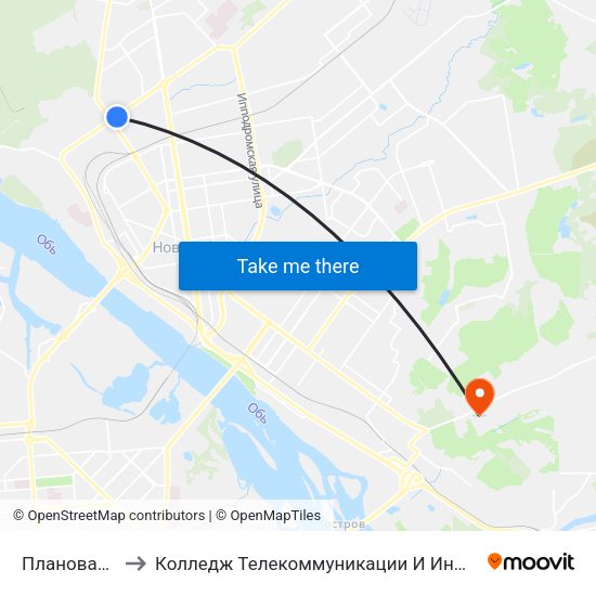 Плановая Ул. to Колледж Телекоммуникации И Информатики map