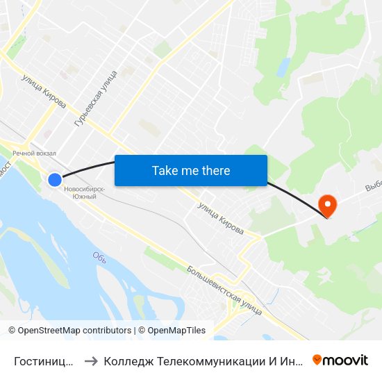 Гостиница Обь to Колледж Телекоммуникации И Информатики map