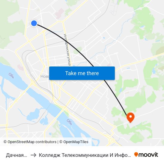 Дачная Ул. to Колледж Телекоммуникации И Информатики map