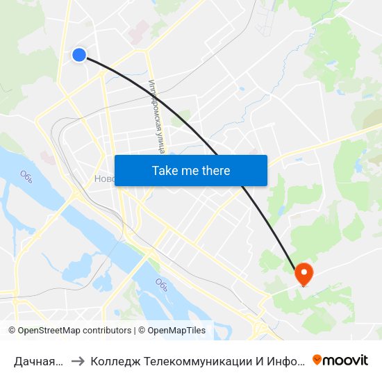 Дачная Ул. to Колледж Телекоммуникации И Информатики map