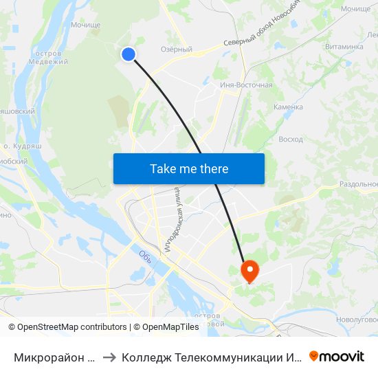 Микрорайон Стрижи to Колледж Телекоммуникации И Информатики map