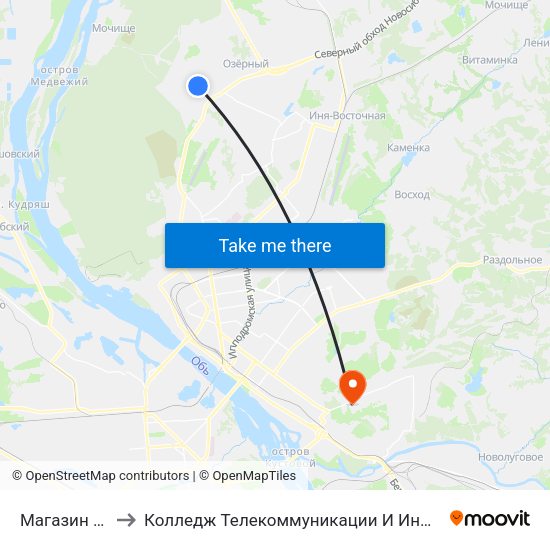 Магазин №20 to Колледж Телекоммуникации И Информатики map