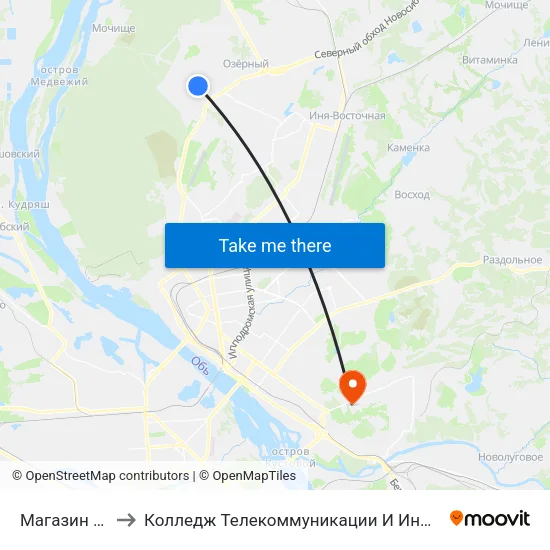 Магазин №20 to Колледж Телекоммуникации И Информатики map