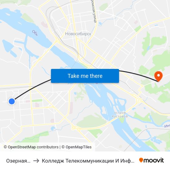 Озерная Ул. to Колледж Телекоммуникации И Информатики map