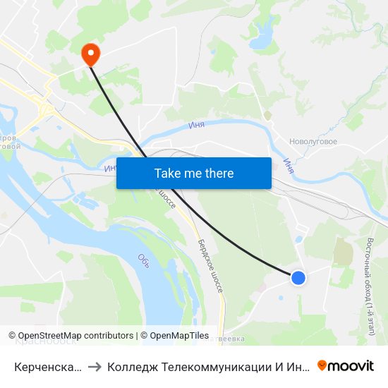 Керченская Ул. to Колледж Телекоммуникации И Информатики map