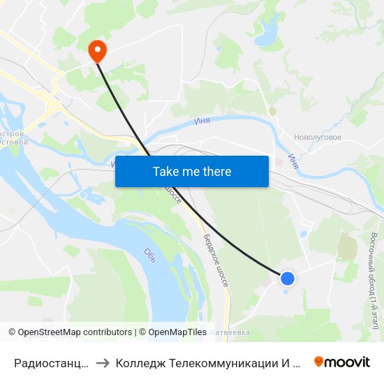 Радиостанция №2 to Колледж Телекоммуникации И Информатики map