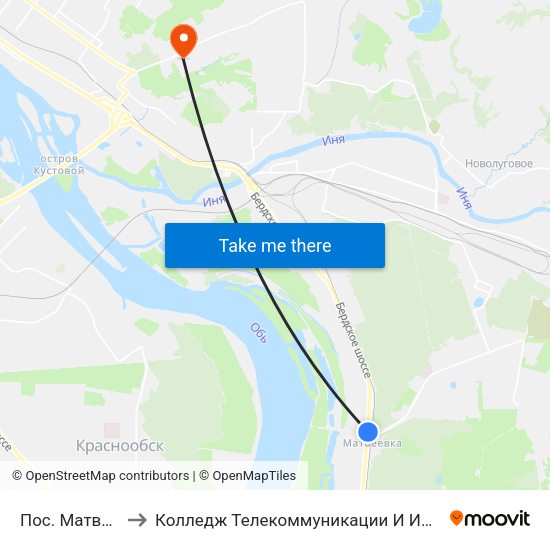 Пос. Матвеевка to Колледж Телекоммуникации И Информатики map