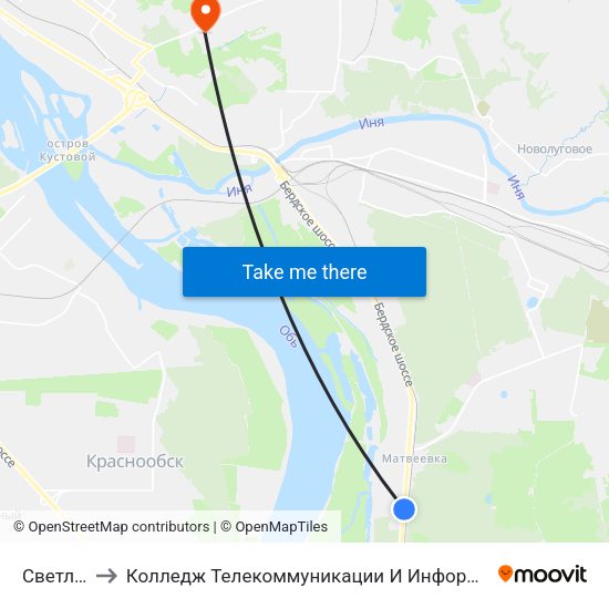 Светлая to Колледж Телекоммуникации И Информатики map