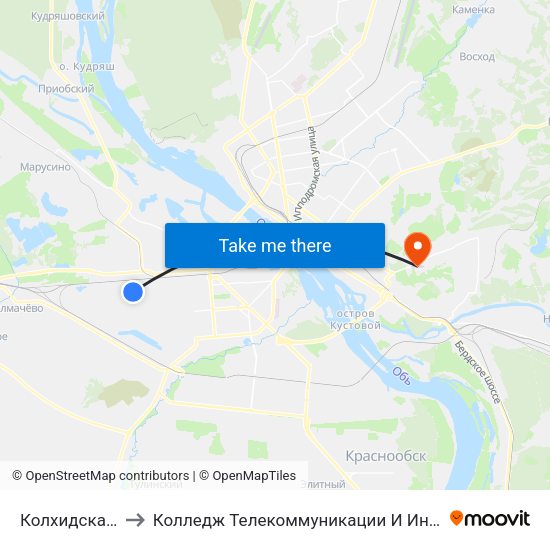 Колхидская Ул. to Колледж Телекоммуникации И Информатики map