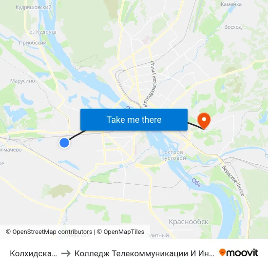 Колхидская Ул. to Колледж Телекоммуникации И Информатики map