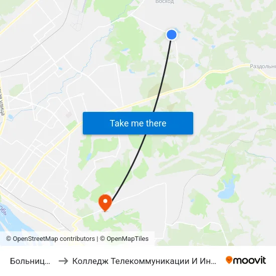 Больница №4 to Колледж Телекоммуникации И Информатики map