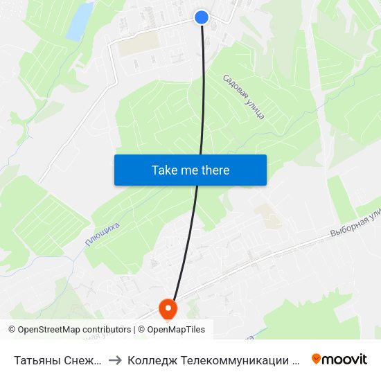 Татьяны Снежиной Ул. to Колледж Телекоммуникации И Информатики map