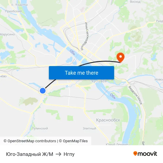 Юго-Западный Ж/М to Нгпу map
