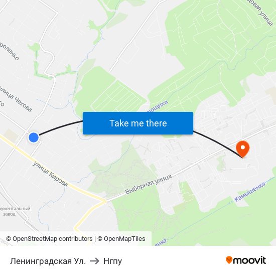 Ленинградская Ул. to Нгпу map