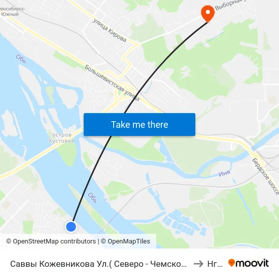 Саввы Кожевникова Ул.( Северо - Чемской Ж.М) to Нгпу map