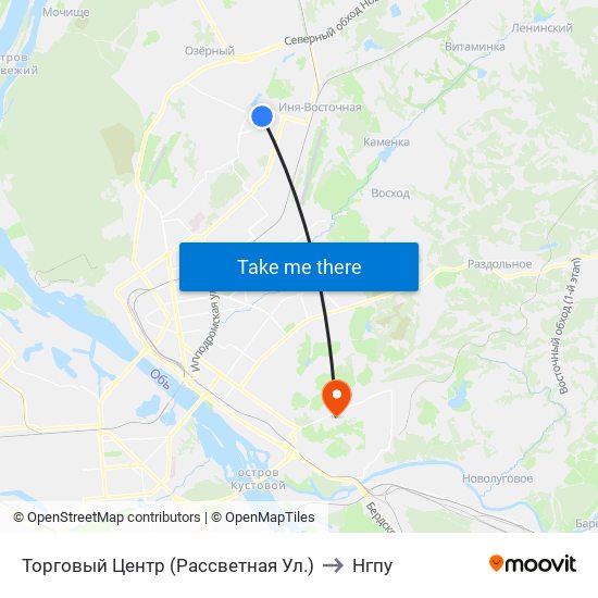 Торговый Центр (Рассветная Ул.) to Нгпу map