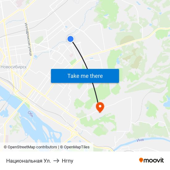 Национальная Ул. to Нгпу map