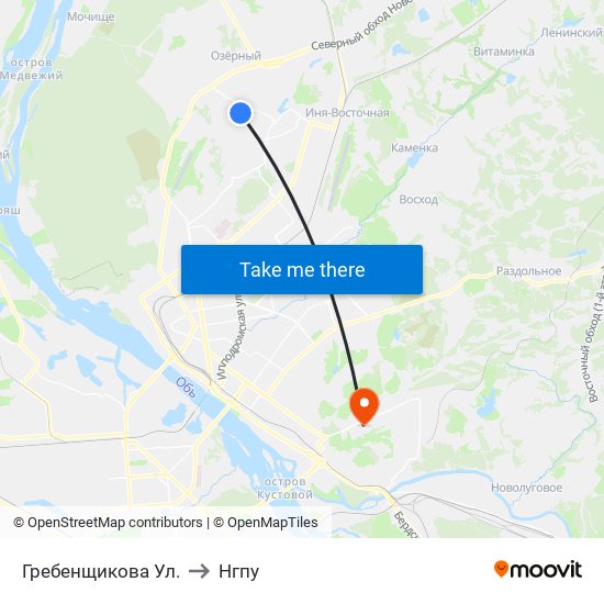 Гребенщикова Ул. to Нгпу map