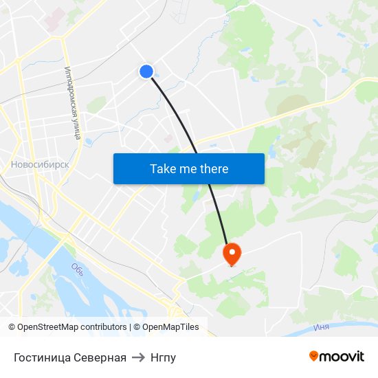 Гостиница Северная to Нгпу map