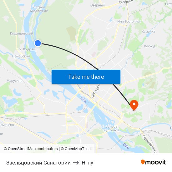 Заельцовский Санаторий to Нгпу map