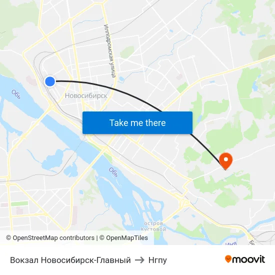 Вокзал Новосибирск-Главный to Нгпу map